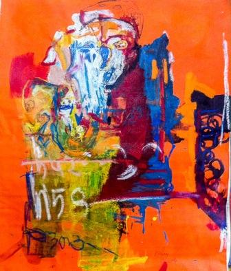 Rafiy - "Les têtes brûlées" - 2014 - 120cm Alt x 100cm A Acrílico, óleo y mar de café sobre tela 