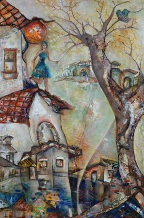 Mujer con vestido azul. Ileana Mulet