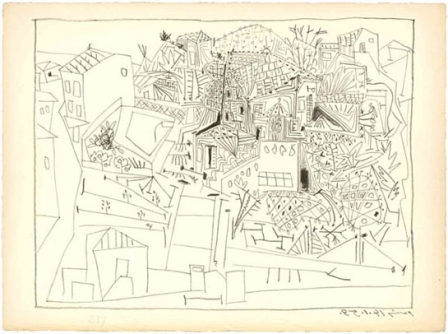 LANDSCAPE OF VALLAURIS (PAYSAGE DE VALLAURIS)  Pablo Ruiz Picasso (Paris, January 14, 1953)  Lithographic pencil on zinc