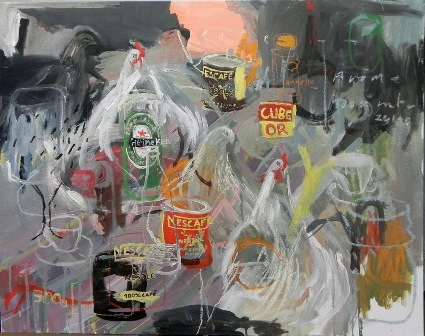 Gopal dagnogo - Nature morte au café soluble -2014 - Acrílico y pasteles sobre tela