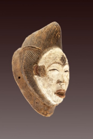 Máscara Punu - Gabón - 33cm Alt x 20cm A x 23cm P  - Madera y pigmentos naturales