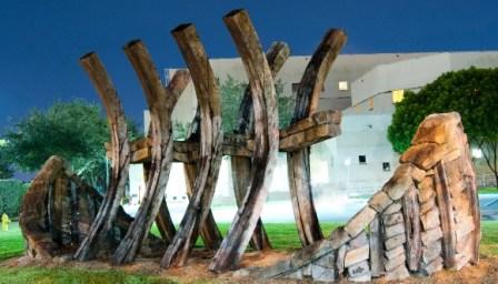 Ilan Averbuch (Israeli, b. 1953) Journey’s End, 1985, Granite, wood and steel, 144 x 480 x 78 inches, The Frost Art Museum Gift of the Martin Z. Margulies Family Collection, FIU 97.27.1