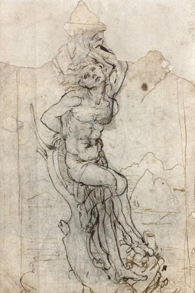 The front of the drawing attributed to Leonardo da Vinci. Courtesy Tajan.