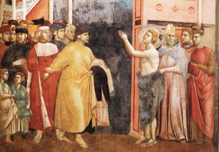 Giotto, Renunciation of Wordly Goods, Basilica of St. Francis of Assisi. Photo Wikimedia Commons.