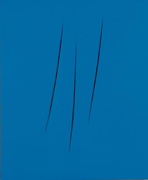 Lucio Fontana, Concetto spaziale, Attese. Pintura al agua sobre lienzo. 65 x 54 cm.