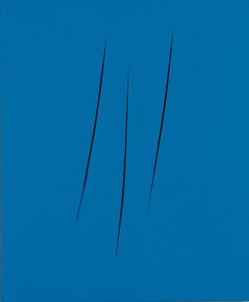 Lucio Fontana, Concetto spaziale, Attese. Pintura al agua sobre lienzo. 65 x 54 cm. Lucio Fontana, Concetto spaziale, Attese. Pintura al agua sobre lienzo. 65 x 54 cm.