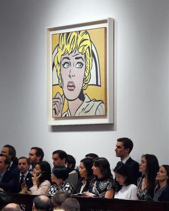 La obra de Lichtenstein, durante el remate La obra de Lichtenstein, durante el remate.Foto:AFP