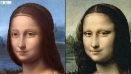 The Mona Lisa may have evolved from the portrait on the left to the one we know today. Photo via BBC.