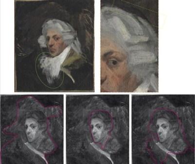 X-rays of Picasso's Self Portrait With Wig (1990) shows the artwork previously depicted a man wearing a large hat. Photo: Museu Picasso/ Universitat de Barcelona