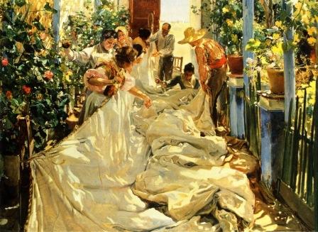 J. Sorolla, Cosiendo la vela, 1896 por cortesía del Museo Ca'Pesaro, Venecia