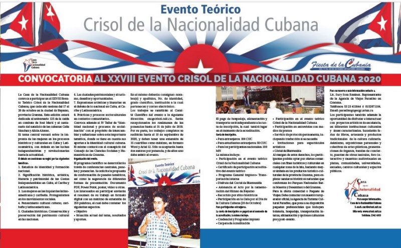 Convocatoria a crisol de la cubanía 2020