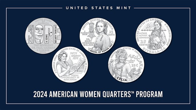 monedas que circularán en 2024 de la serie American Women Quarters Program 