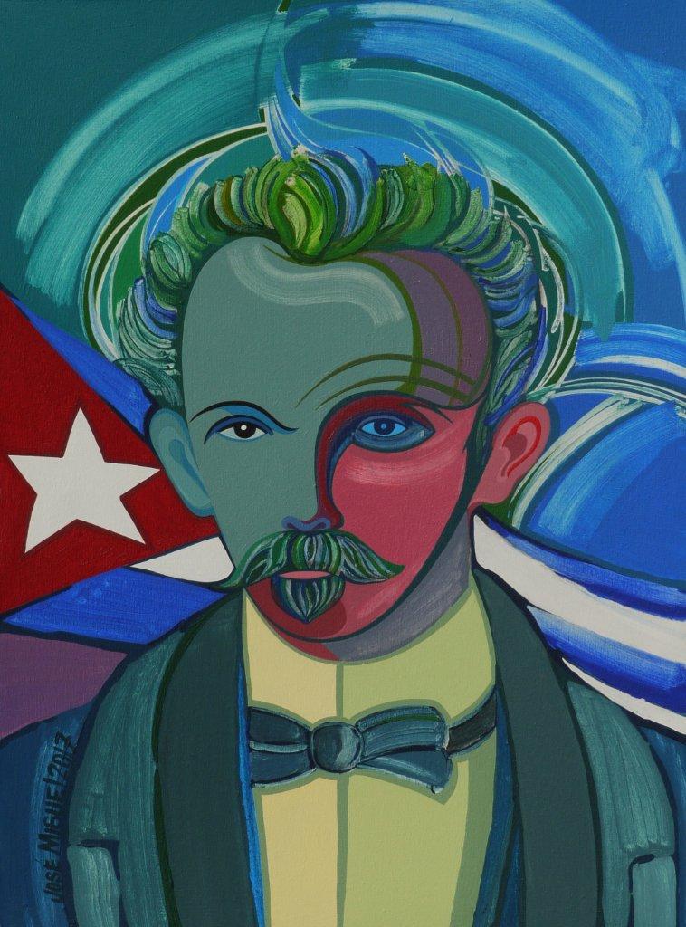   Título José Martí. Técnica . Acrílico Tela . Tamaño .56 cm x 76 cm. Año .2017 