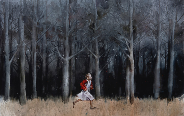 Andrey Zadorine, “Running in the forest”, acuarela, 2014.