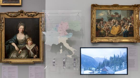 Exhibition View. The Journey of the Paintings. Hitler’s Cultural Policy, the Art Trade and Storage Operations in the Salzkammergut in the Nazi Era, 2024 Lentos Kunstmuseum Linz Image: Violetta Wakolbinger