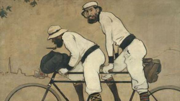 Ramon Casas y Pere Romeu en un tándem', pintado por Casas en 1897, que se conserva en el MNAC.