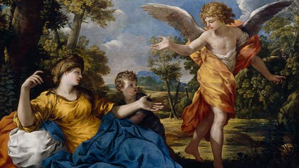 Pietro da Cortona (Pietro Berrettini) (Cortona 1596–1669 Rome), Hagar and the Angel, ca. 1643. Oil on canvas, 114.3 × 149.4 cm. Bequest of John Ringling, 1936, SN 132