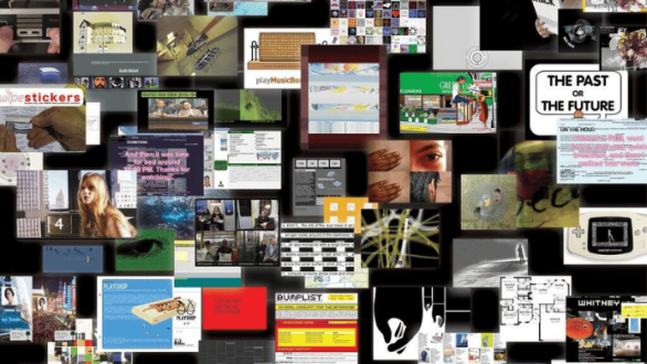 Collage de capturas de obras de net art creadas para la plataforma artport del Whitney Museum