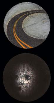 Trayectos (45 cm diámetro) / Marea negra (65 cm diámetro)