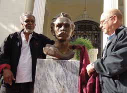 Monument to Jose Marti, by Alberto Lescay at the Ministry of Culture, unveiled by Miguel Barnet, president of the Union of Writers and Artists of Cuba.