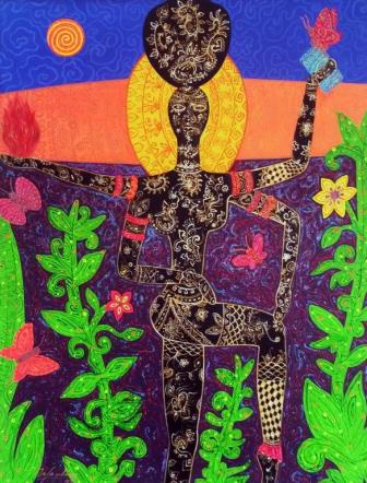 La danza de Shiva  Dimensiones 57x48cm  Técnica  Acrílico sobre lienzo y tinta china