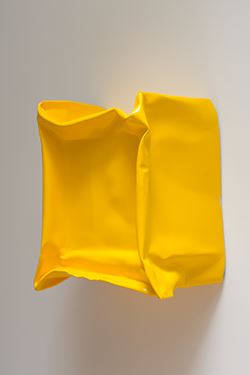 Recycled (Untitled Yellow) by Ángela de la Cruz Acrylic and oil on aluminum. 51 x 42 x 29 cm.  2015. Galería CarrerasMugica. Madrid. Spain.