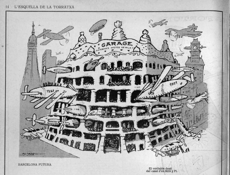 Caricatura de la Casa Milà (La Pedrera) Revista L'Esquella de la Torratxa. 1912 