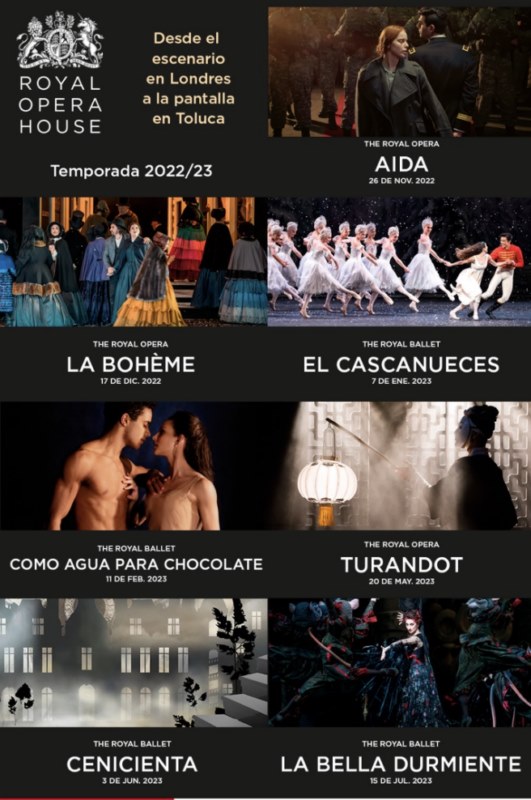 cartel de las presentaciones de la Royal Opera House en Toluca