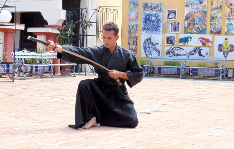 demostración de artes marciales, katana