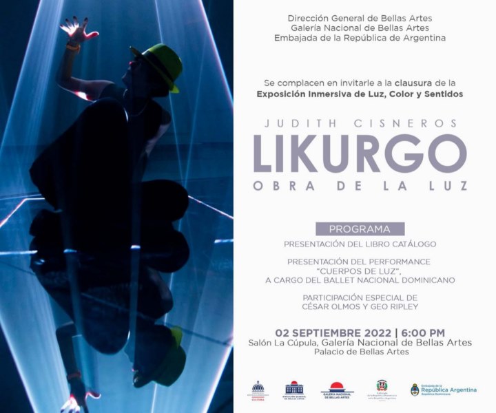invitación a clausura de “Likurgo. Obra de luz”.