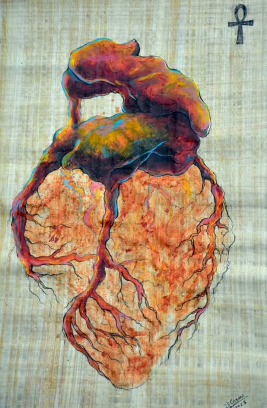 Obra de la muestra "El corazón de Egipto en Cuba" del artista Miguel Y. Cosme