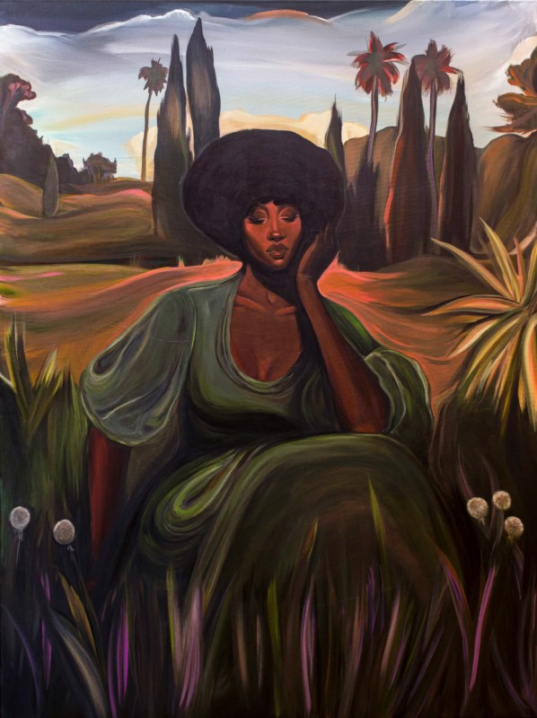 artsy--Megan Gabrielle Harris - Her Idyll -  2022 - 48inches H x 36 inches W - Acrylic on canvas - Courtesy of OOA Gallery 