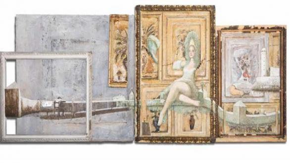 Habana soñada, Agustín Bejarano, mixta sobre diversos soportes, 130 cm x 330 cm, 2019.
