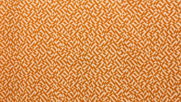 Diseño de Anni Albers. Tejido eclat en mandarina, 2020 (1974). Textiles Knoll. Tela de tapicería. Cortesía de Colección privada