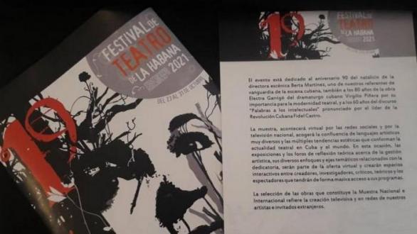 programa y cartel del festival internacional de teatro de La Habana 2021