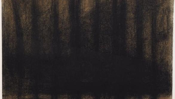 Georges Seurat - Tree Trunks reflected on the Water (Homage to Stéphane Mallarmé), ca. 1883/84 Conté crayón on paper, 22.7 x 31 cm
