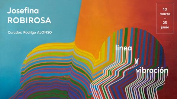 Cartel de la muestra LÍNEA Y VIBRACIÓN, curada por Rodrigo ALONSO, en el MACBA 