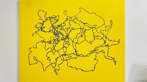 Karlo Andrei Ibarra. Pinturas Geopolíticas, 2023. Acrylic on canvas. 48 x 60 in | 122 x 152 cm