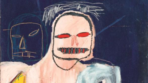 Jean-Michel Basquiat, Head and Scapula.  Signed, titled and dated 1983 on the reverse.