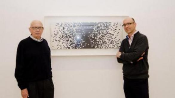 Photo of Ellsworth Kelly (Left) and Carlos Basualdo, senior curator of contemporary art at the Philadelphia Museum of Art (right). Photo Credit: Philadelphia Museum of Art