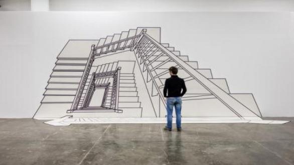 Regina Silveira, Inexplicable Staircase 3 (white), 1999, installation 